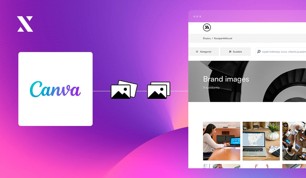 Connecting Canva with your DAM allows you to browse, search, and use assets (such as images, videos, or logos) stored in ImageBank X directly within Canva. There’s no need to download files manually or switch between platforms.